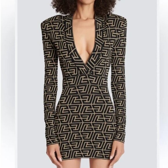 Balmain black and gold knit dress, US 8 FR 40 - Picture 1 of 8